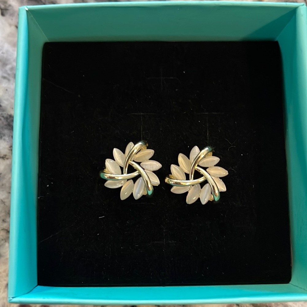 “Opal” Sunflower Earrings. Beautiful and NEVER WORN